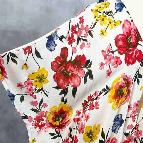 LIFE Womens Kimono Coverup Medium Floral Boho Festival Beach White Lotus Resort - Picture 3 of 8